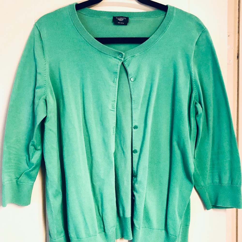 Talbots kelly green cardigan